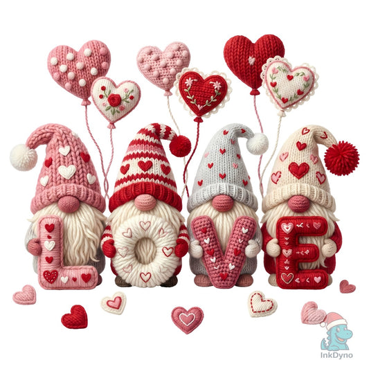 Faux Yarn Valentine Gnomes LOVE - DTF Transfer