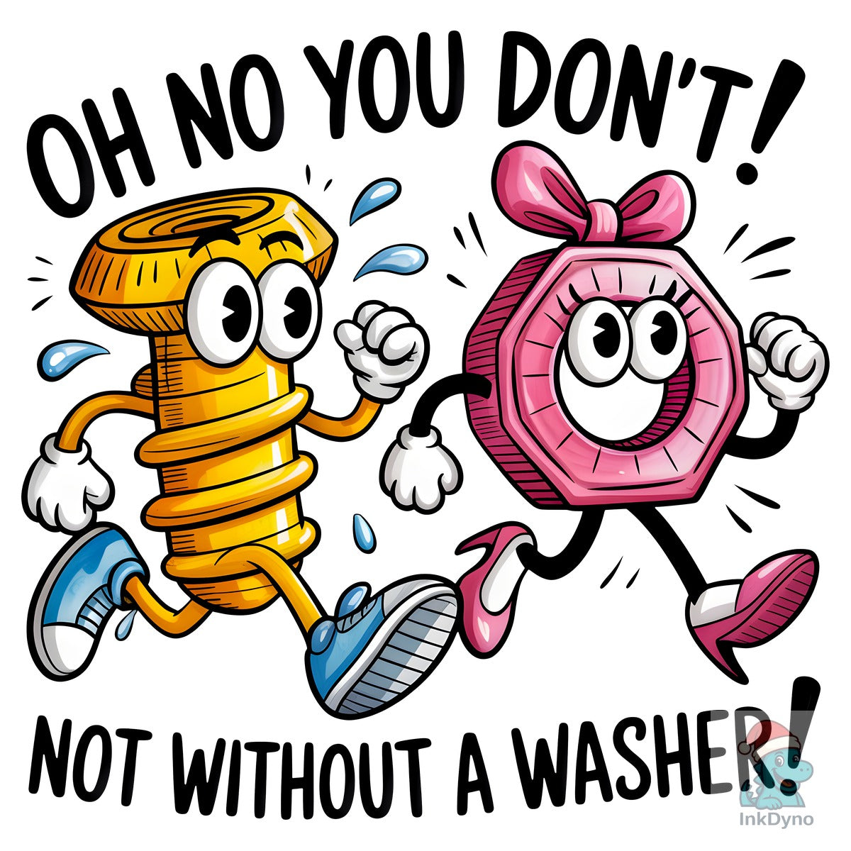 Funny Cartoon Nut & Bolt with Washer