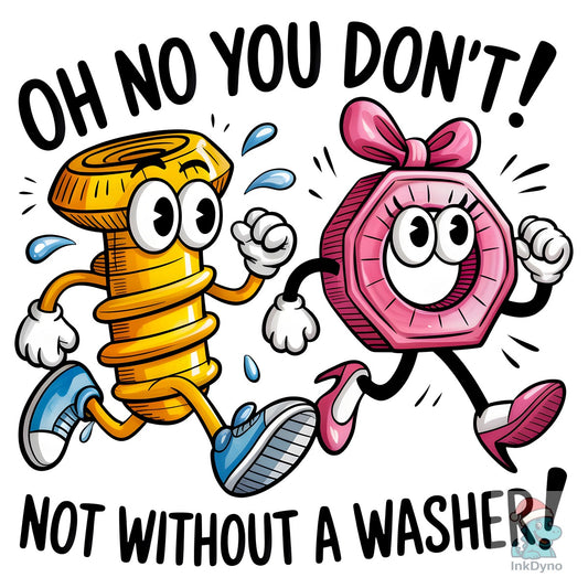 Funny Cartoon Nut & Bolt with Washer - DTF Transfer