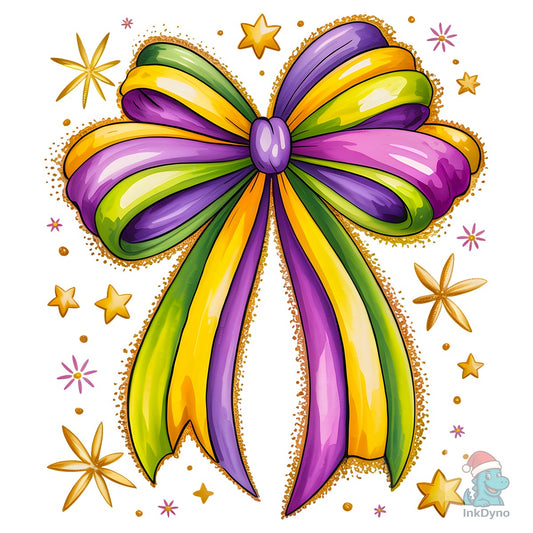 Mardi Gras Coquette Bow Mardi Gras - DTF Transfer