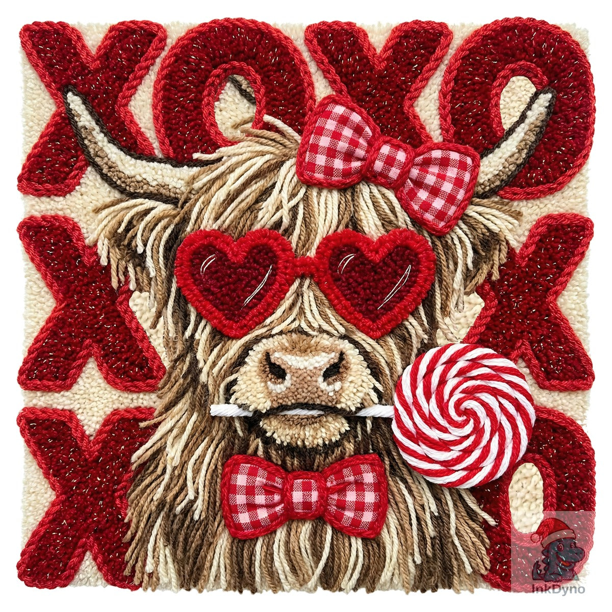 Faux Yarn Highland Cow XOXO Design