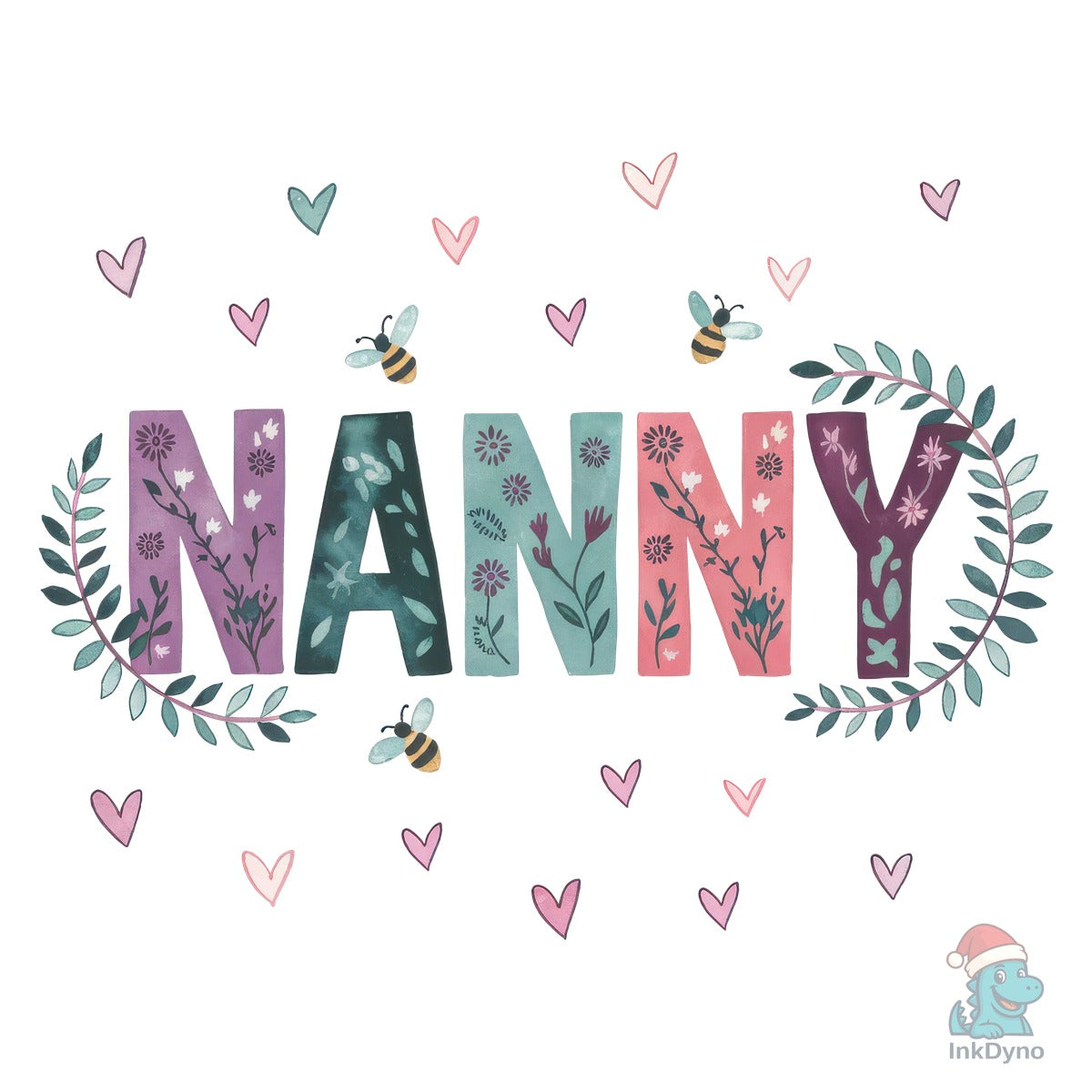 Retro Nanny Flowers Hearts