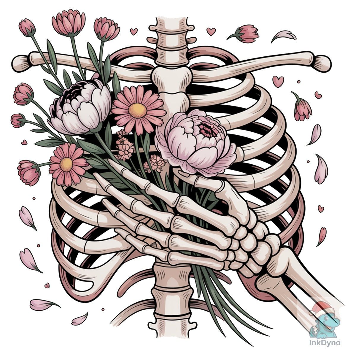 Rib Cage Floral Skeleton Valentine
