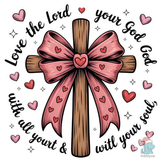 Coquette Valentine Jesus Valentine Bow - DTF Transfer