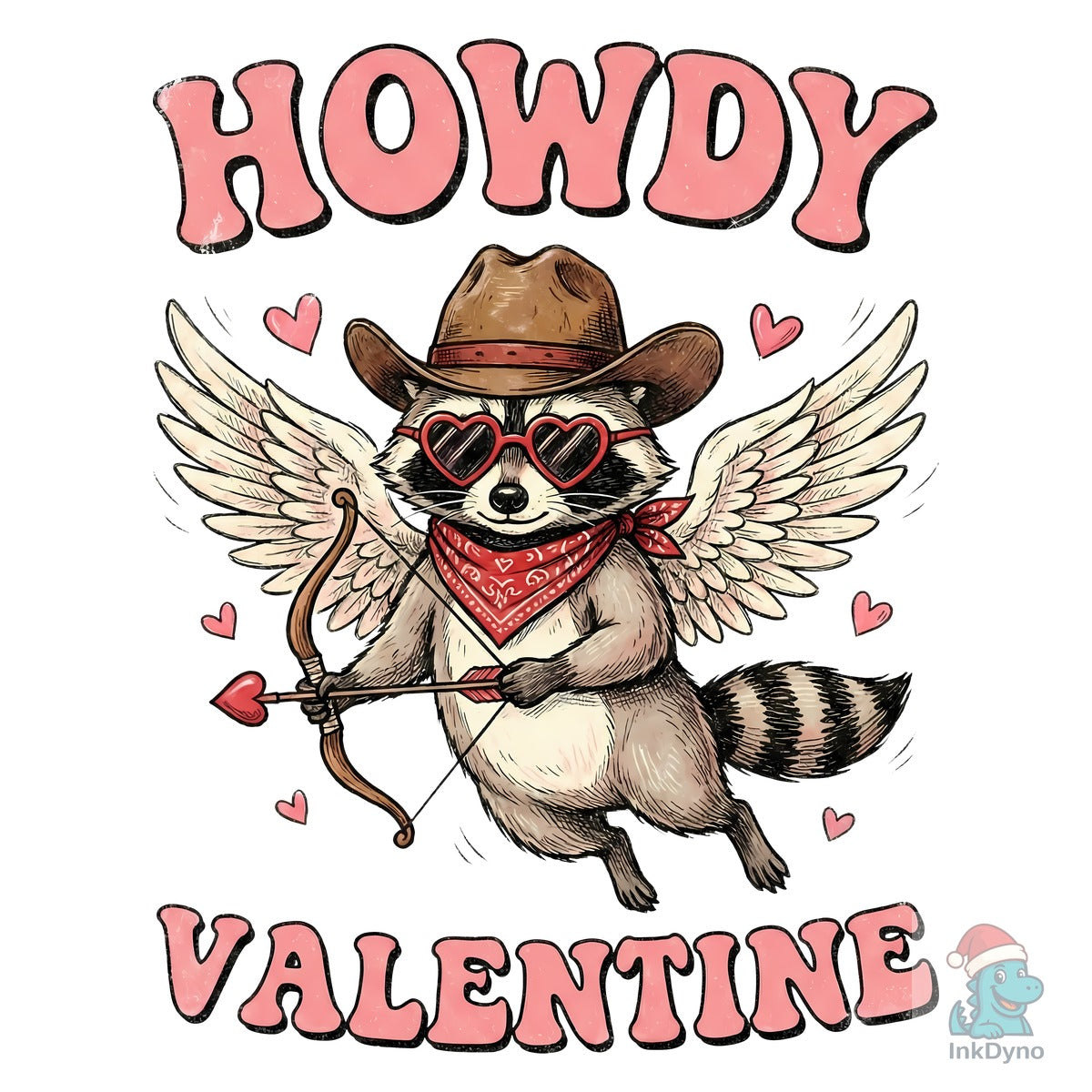 Cute Cowboy Cupid Raccoon Valentine
