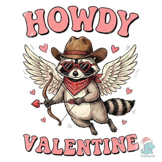 Cute Cowboy Cupid Raccoon Valentine - DTF Transfer