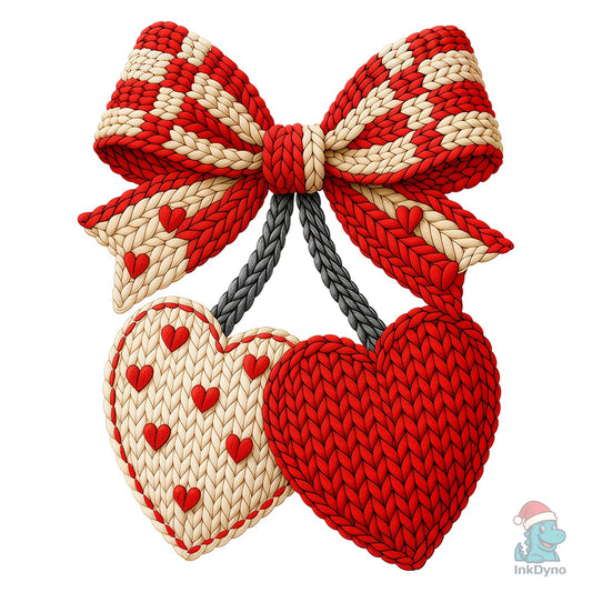 Faux Crochet Valentines Cherry - DTF Transfer