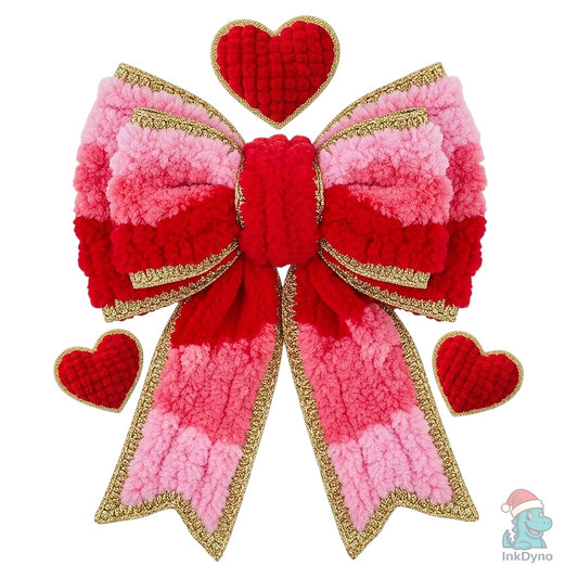 Faux Yarn Valentine's Day Bow - DTF Transfer
