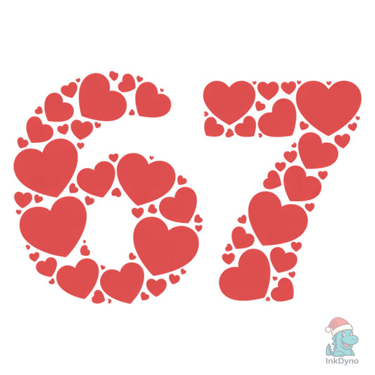 Number 67 Cute Valentine Six Saven - DTF Transfer