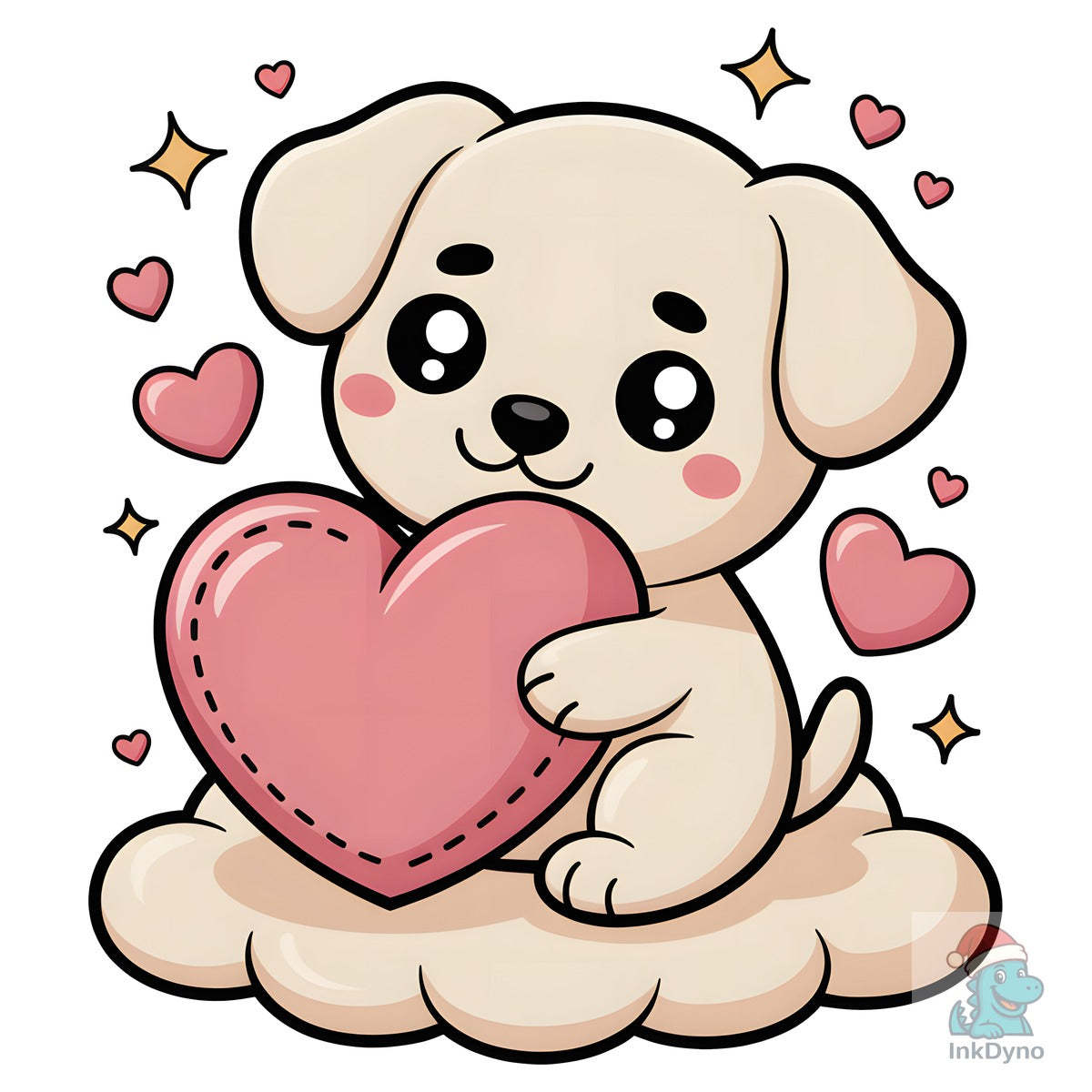Cute Puppy Holding Heart Valentine