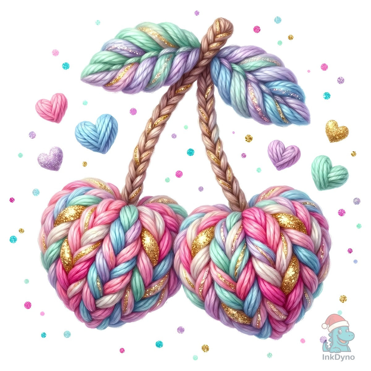 Faux Yarn Cherries Valentine's Day