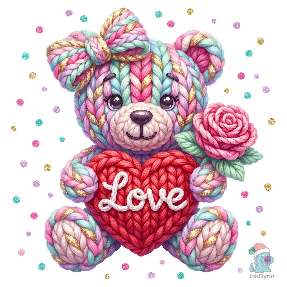 Faux Yarn Teddy Bear Valentine's Day