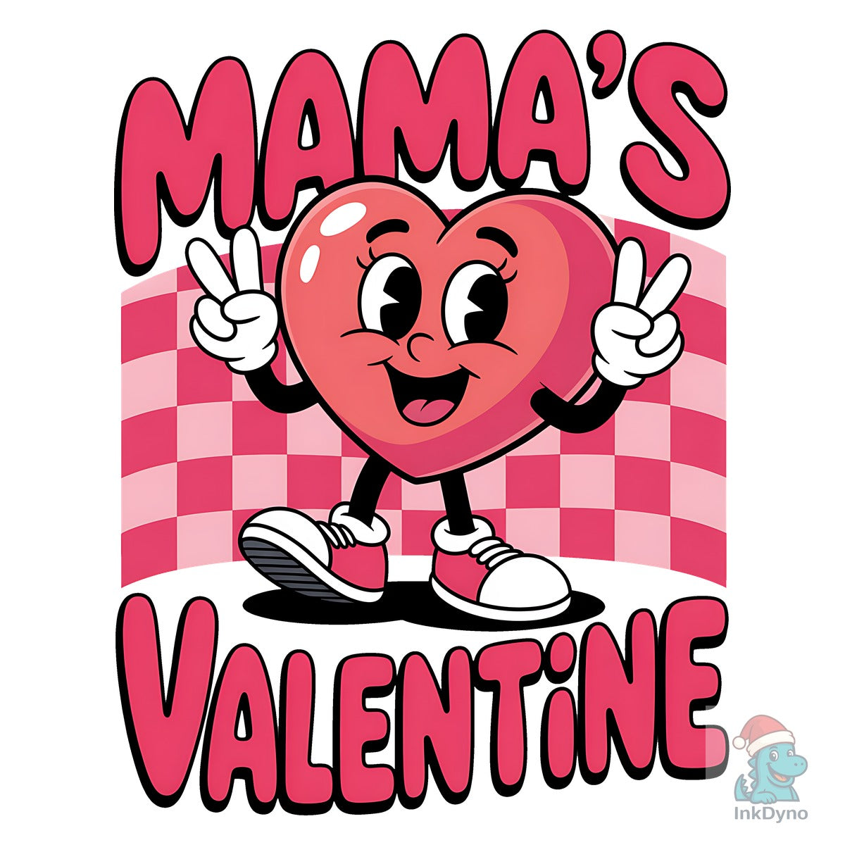 Mama's Valentine Pink Checkered Heart