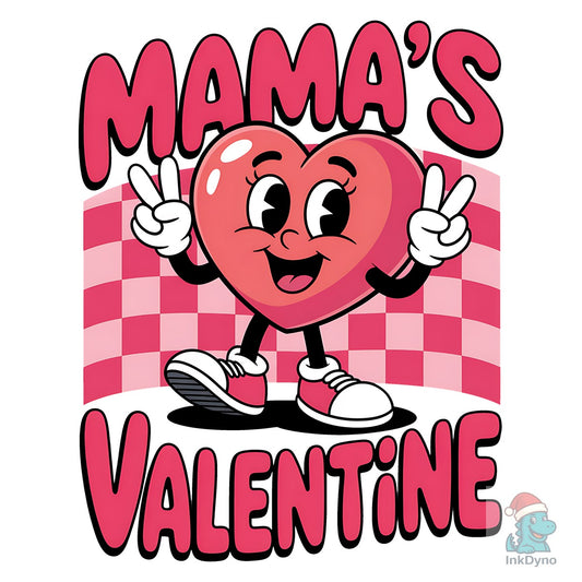 Mama's Valentine Pink Checkered Heart - DTF Transfer