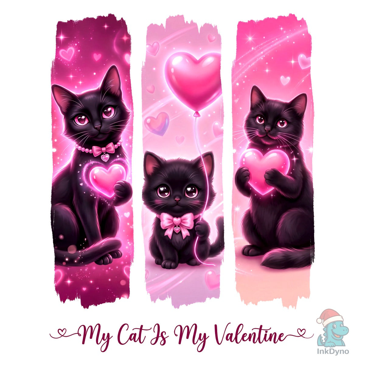 Black Cat Valentine Brush Stroke Art
