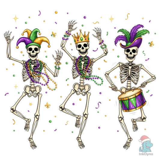 Mardi Gras Dancing Skeletons - DTF Transfer