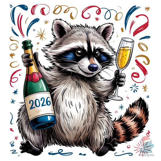 2026 Snarky New Year Raccoon - DTF Transfer