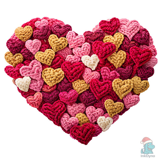 Faux Yarn Crochet Valentine Heart - DTF Transfer