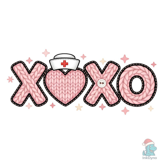 Faux Yarn Xoxo Valentine Nurse - DTF Transfer