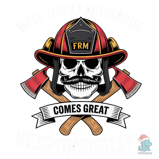 Firefighter Mustache Skull - DTF Transfer
