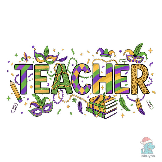 Mardi Gras Teacher - DTF Transfer