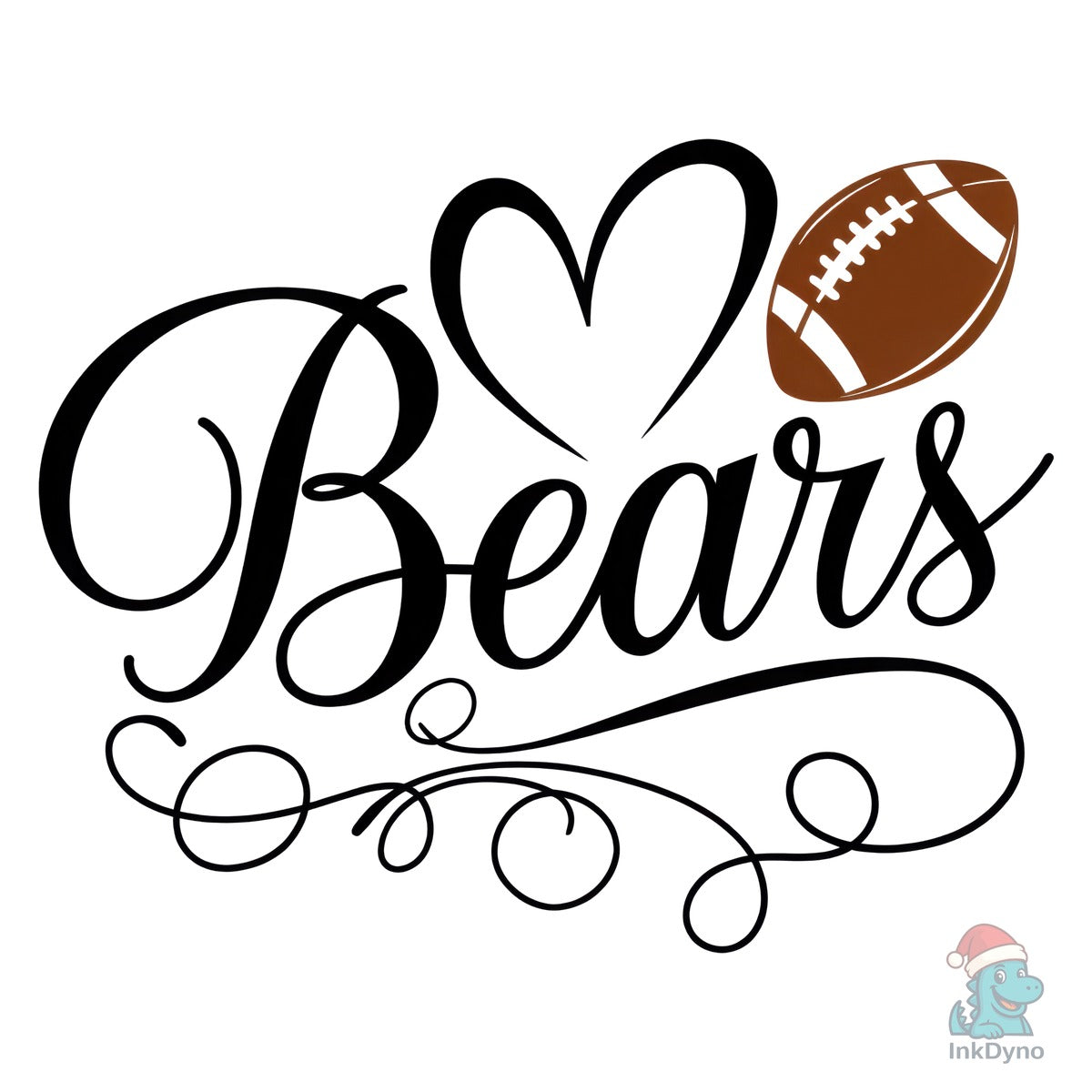 Retro Bears Football Mascot Heart