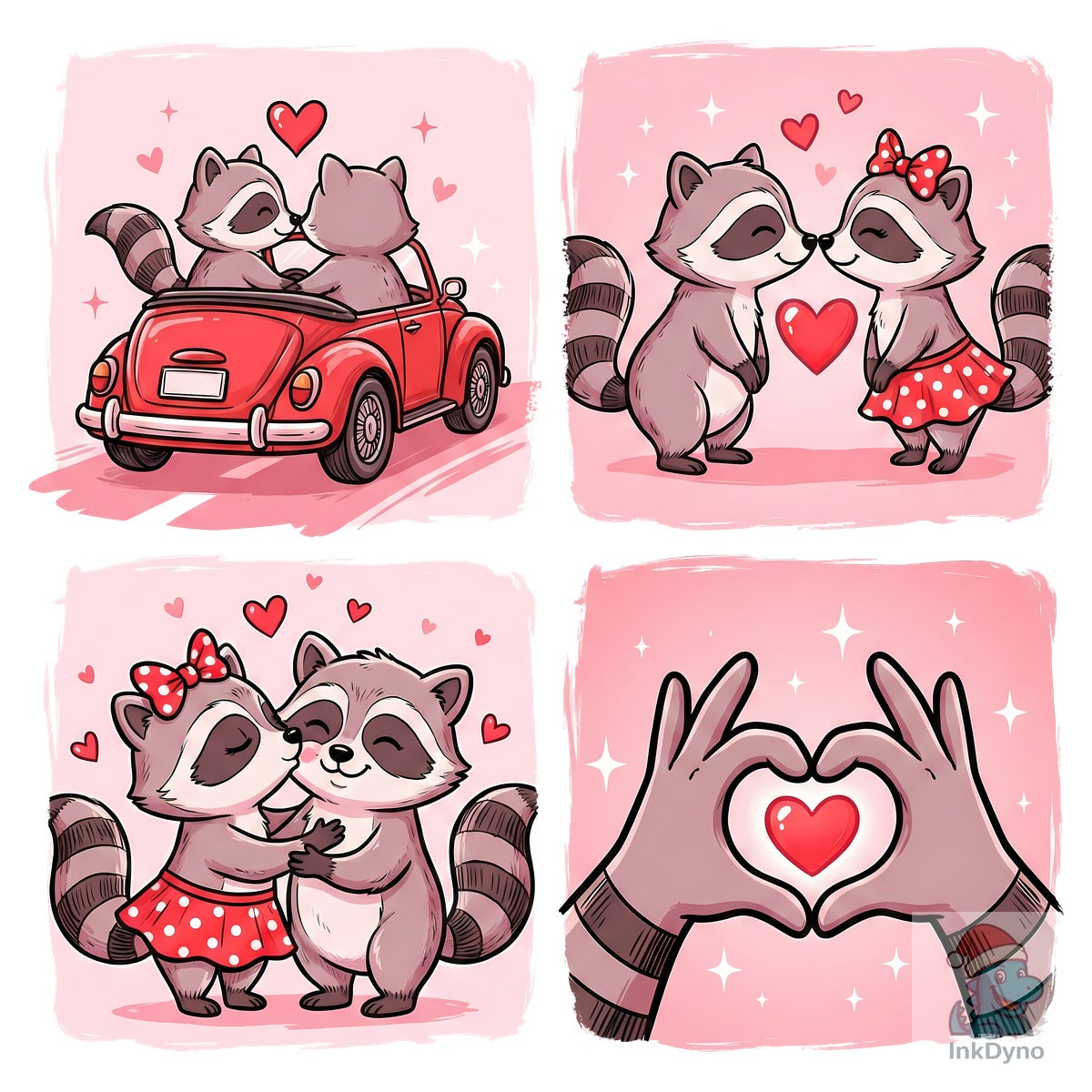 Cute Valentine Raccoon Couple