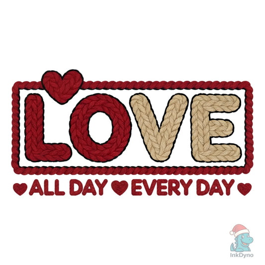 Faux Yarn Chunky LOVE Valentine - DTF Transfer
