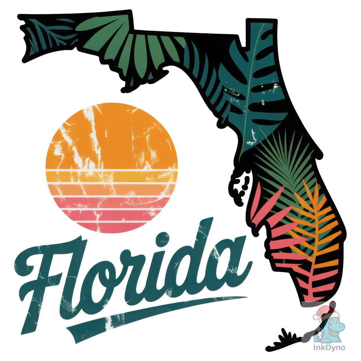 Retro Tropical Florida Map