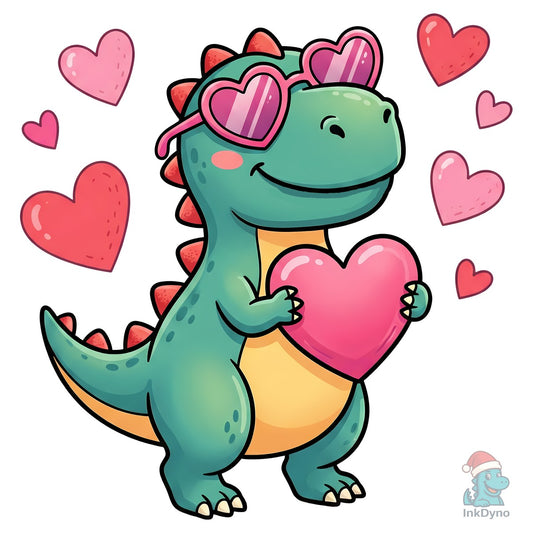 Cute Valentine Dinosaur Holding Heart - DTF Transfer