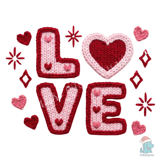 Faux Yarn Crochet Love Valentines Day PN - DTF Transfer