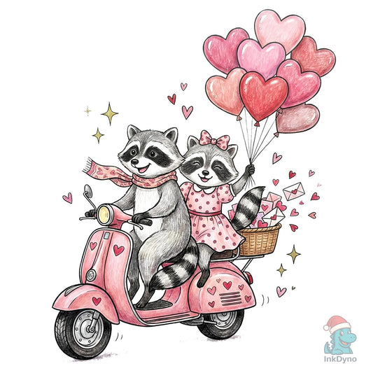 Cute Raccoon Couple Valentine Design - DTF Transfer
