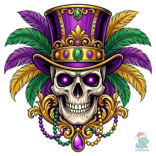 Mardi Gras Skeleton with Top Hat - DTF Transfer