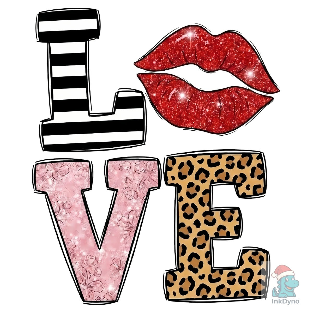 LOVE Lips Leopard Floral Valentine