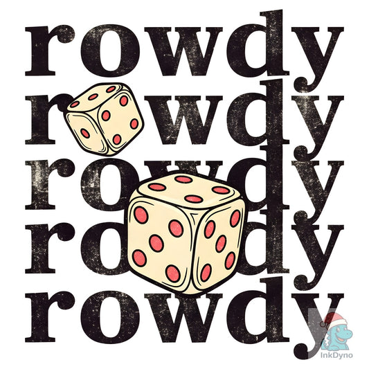 Rowdy Dice Pink Checkered Western - DTF Transfer