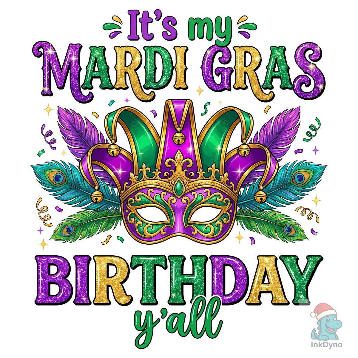 Mardi Gras Birthday Design Sublimation