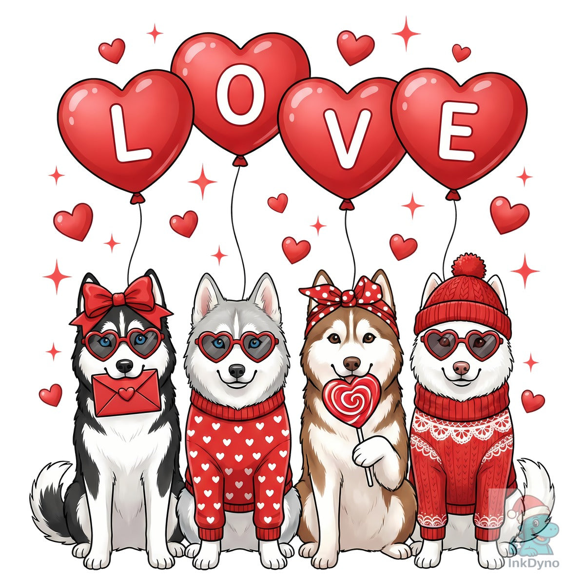 Cute Valentine Husky Dogs