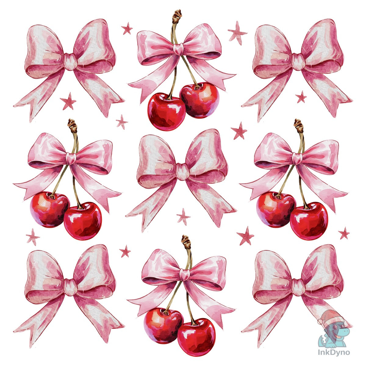 Cute Pink Bows & Cherries Art