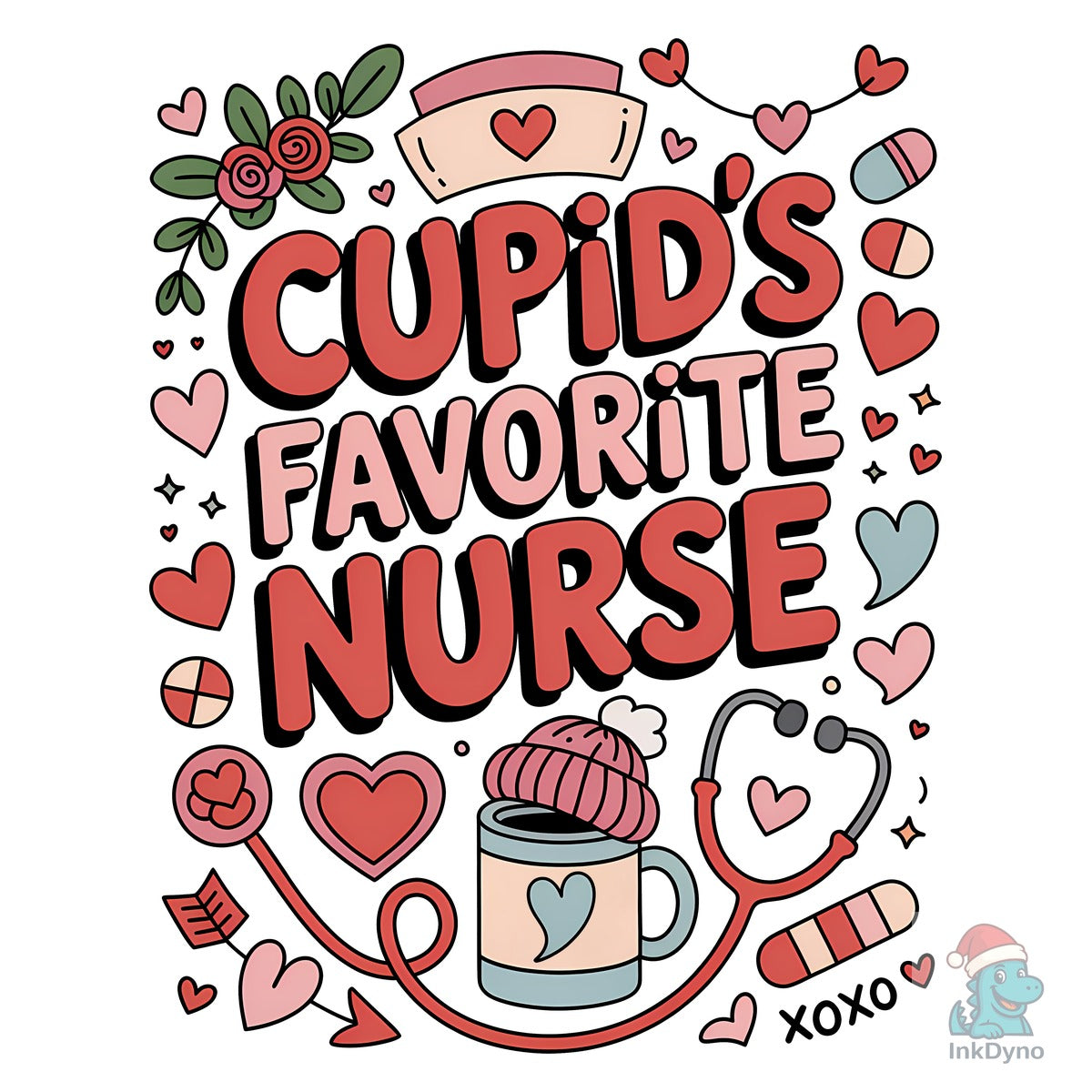 Cupid's Favorite Nurse Retro T-shirt