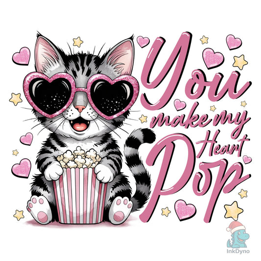 Cute Cat You Make My Heart Pop - DTF Transfer