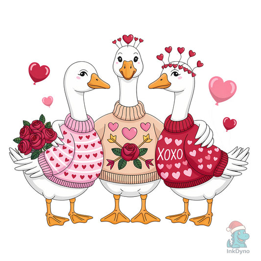 Funny Valentine Goose Tee Valentine - DTF Transfer