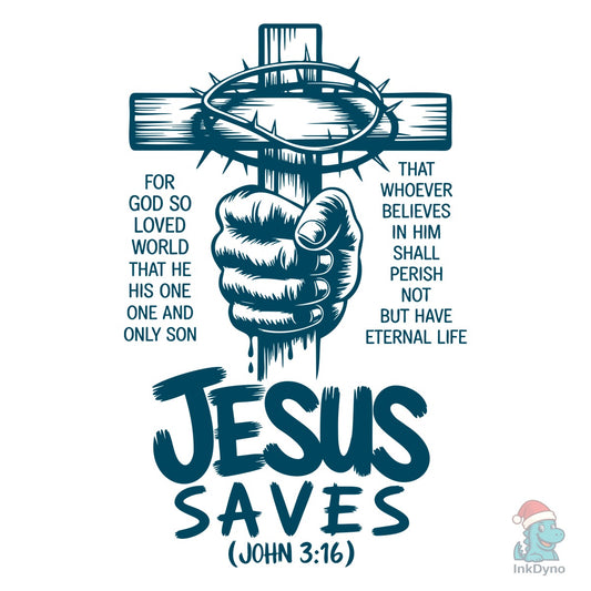 Jesus Saves John 3:16 Bible Verse - DTF Transfer