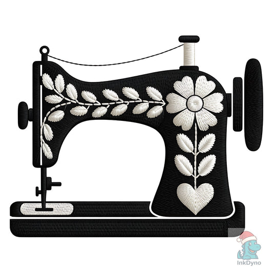 Black Floral Sewing Machine - DTF Transfer