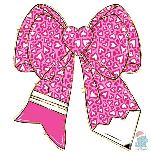 Teacher Valentine Coquette Bow Pencil Pn - DTF Transfer