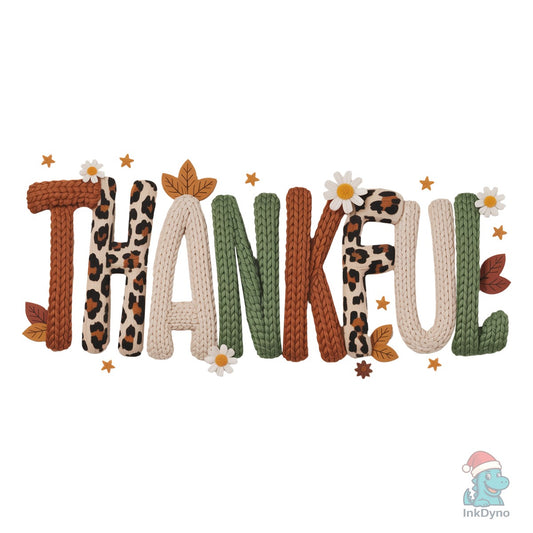 Leopard Thankful Thanksgiving - DTF Transfer