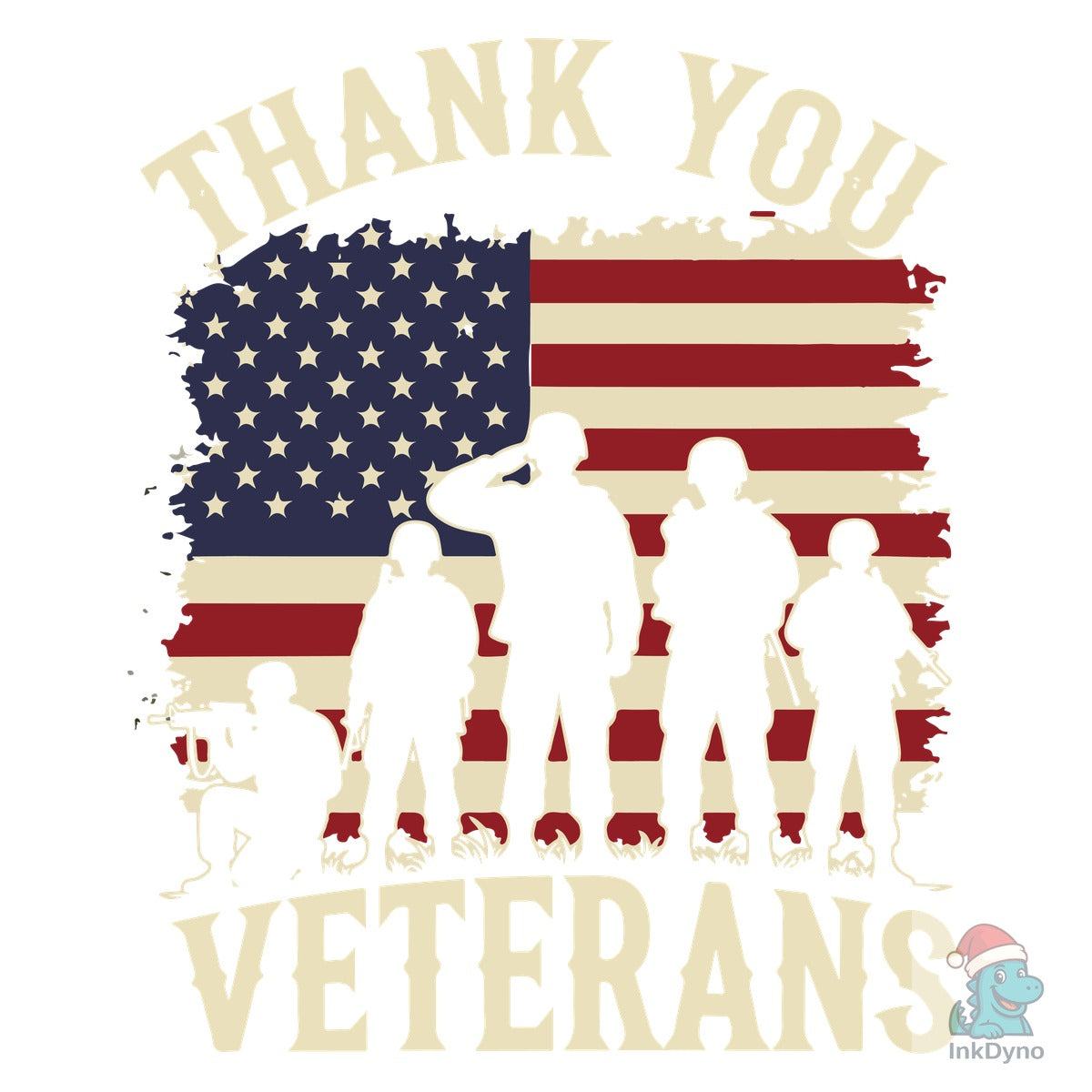 Thank You Veterans American Flag Silhoue