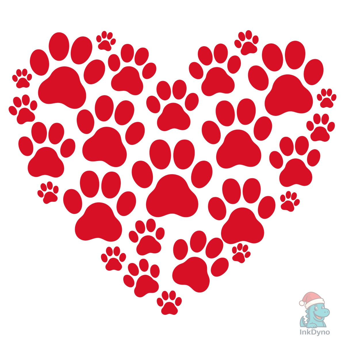 Paw Print Heart Cat and Dog Paw