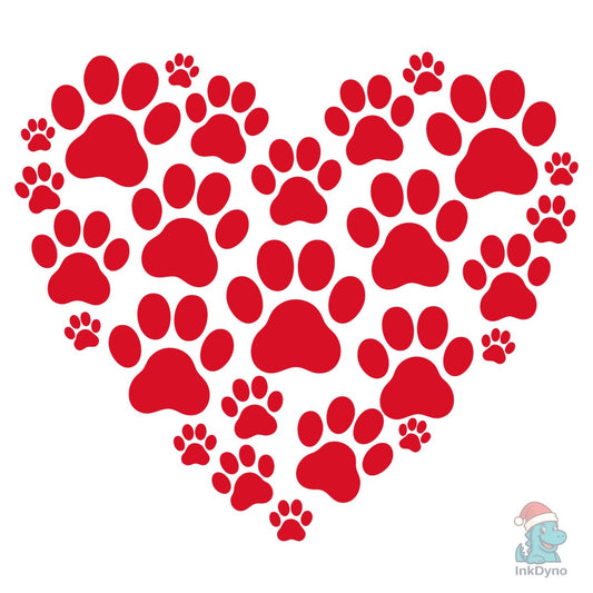 Paw Print Heart Cat and Dog Paw - DTF Transfer