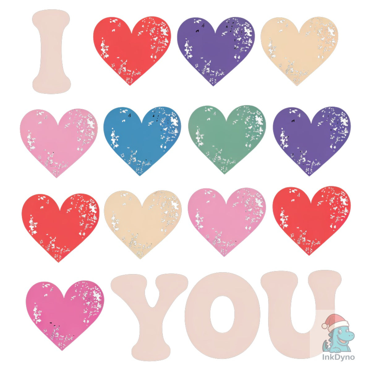 I Love You Rainbow Heart Pattern