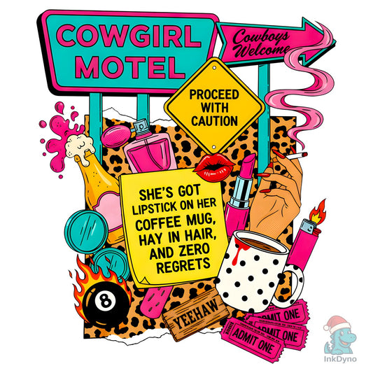 Cowgirl Motel Collage Western - DTF Transfer